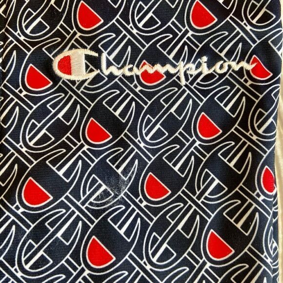 Champion Allover Logo Blue Zip Up Track Jacket Size Medium. Worn On TV Show - Picture 14 of 14